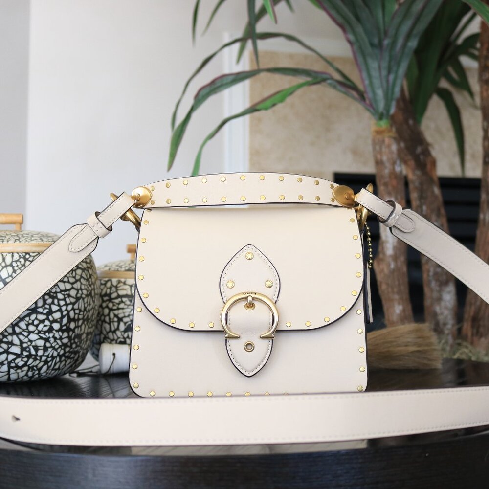 Coach Mini Cream Leather Hand Band w/ Crossbody Strap